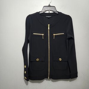 Boston Proper Womens Full Zipper Blouse Size XS Black